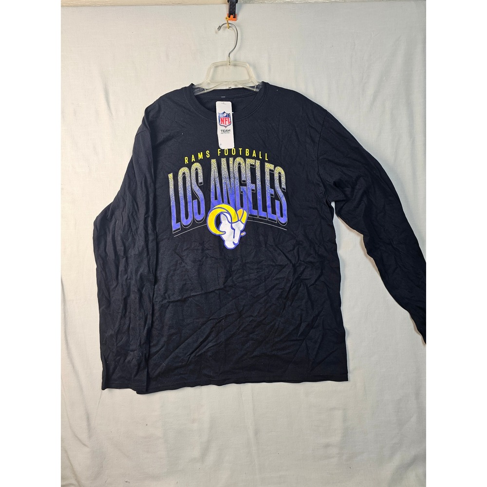 NFL Team Apparel Los Angeles Rams Long Sleeve Graphic T-Shirt Black Mens Large